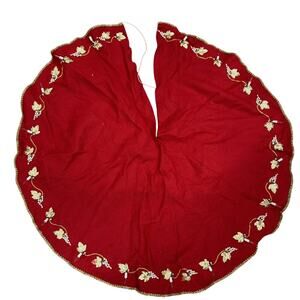 Vintage Felt Christmas Tree Skirt 38.5" W/ Plug In String lights Lighted READ
